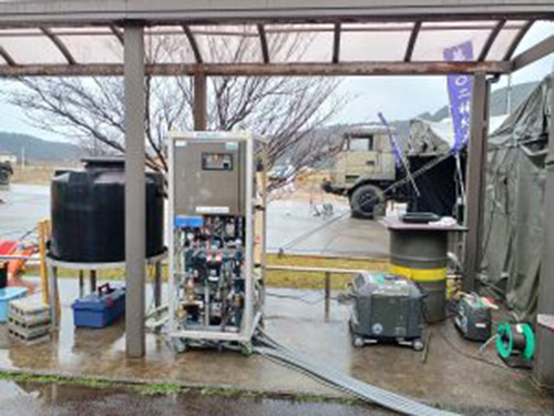 災害発生時の“水”の問題を解決するため、 輪島市内に浄水装置を設置し生活用水を提供