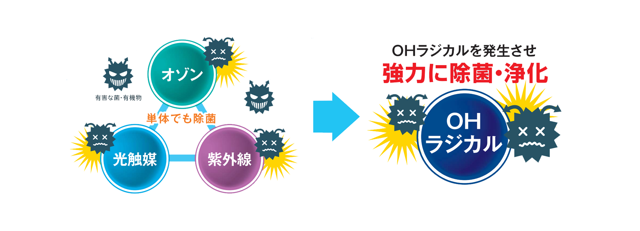 塩素の20倍以上の酸化力